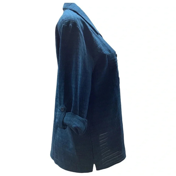 NY Collection Button Down 3/4 Sleeve Blouse Size 1X New With Tags - Picture 3 of 8